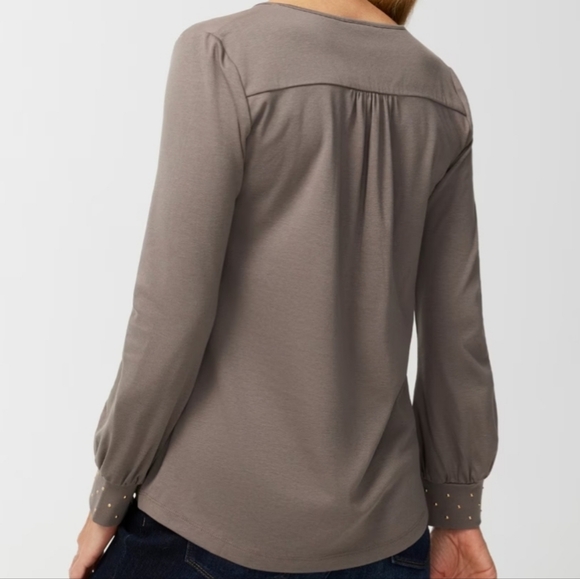 Chico's Notch Neek knit Studded top - Picture 7 of 9